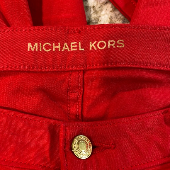 Michael KORS MK Izzy Bright Red Cropped Skinny Jeans 10 - Picture 9 of 10